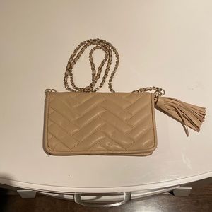 Zara tan quilted cross body bag